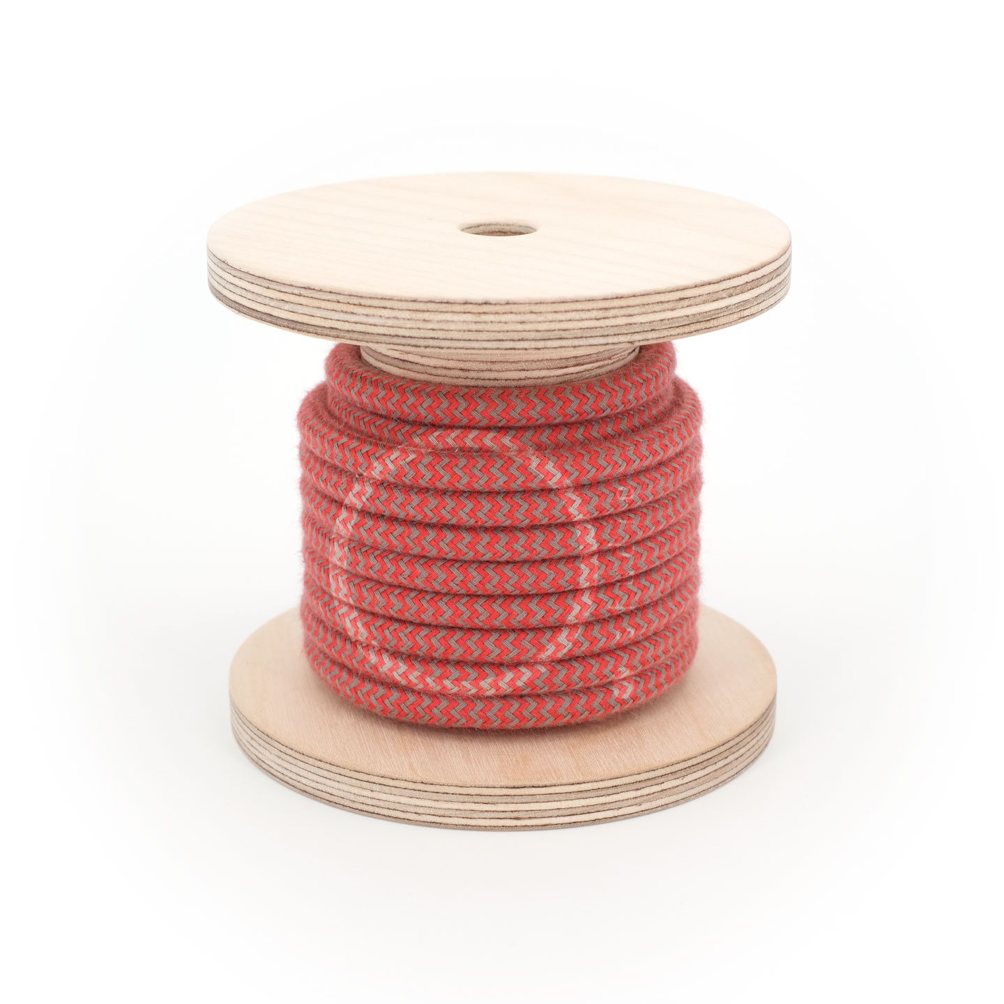 Câble textile coton Zzz Rouge Gris pour luminaire - Rond Point Studio